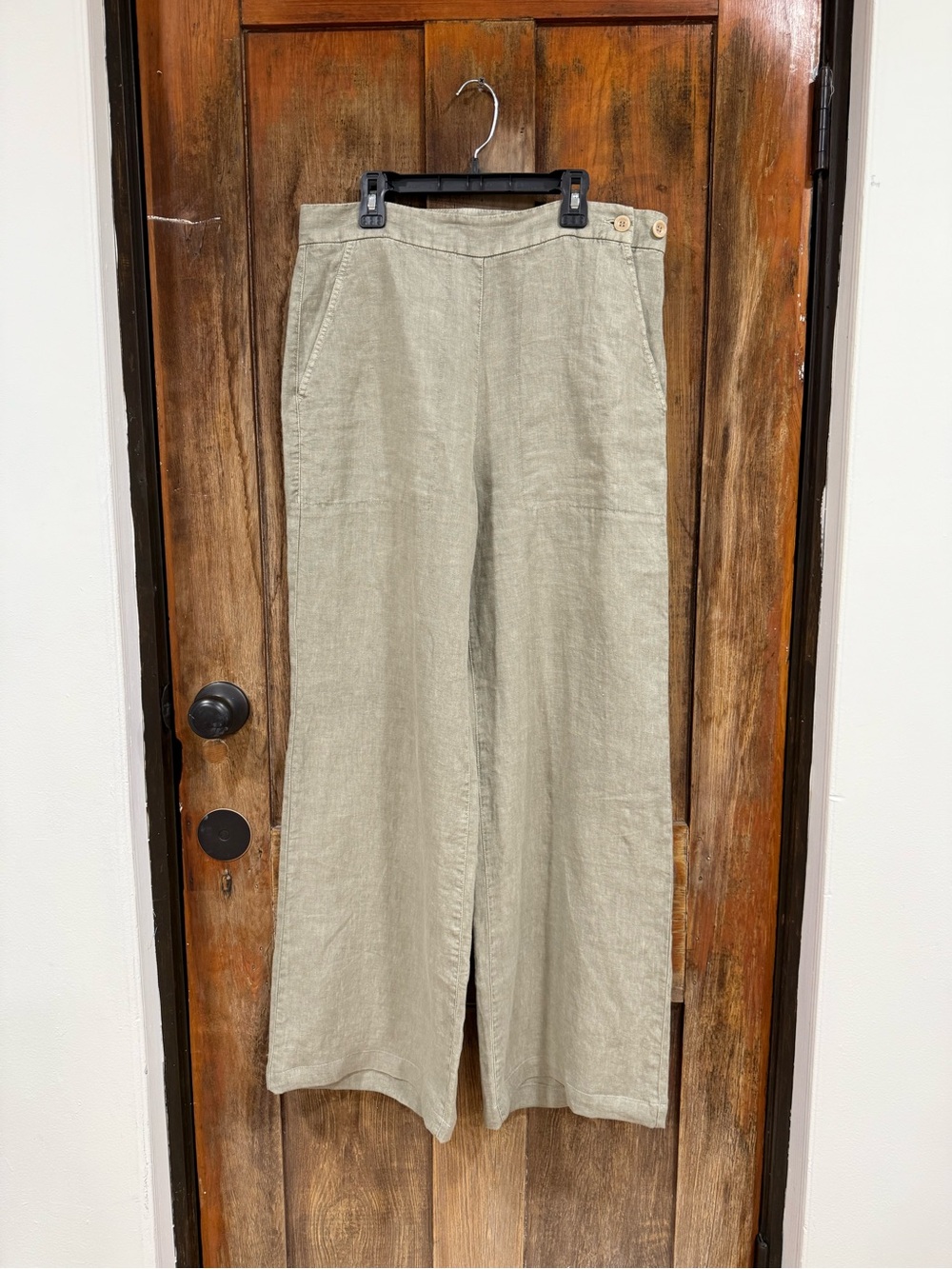 RAFFAELLO ROSSI Wide Leg Linen Pants in Light Sage
